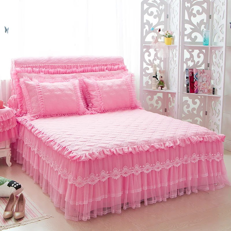 Princess Bedding Bedspreads Sheet Lace Bed Skirt Pillowcases Bedding Set For Girl Bed Cover