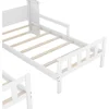 Double Twin Bed Frame for Kids, Bed Frame with House Shaped Nightstand, Twin Size Shared Beds Frame Double 5