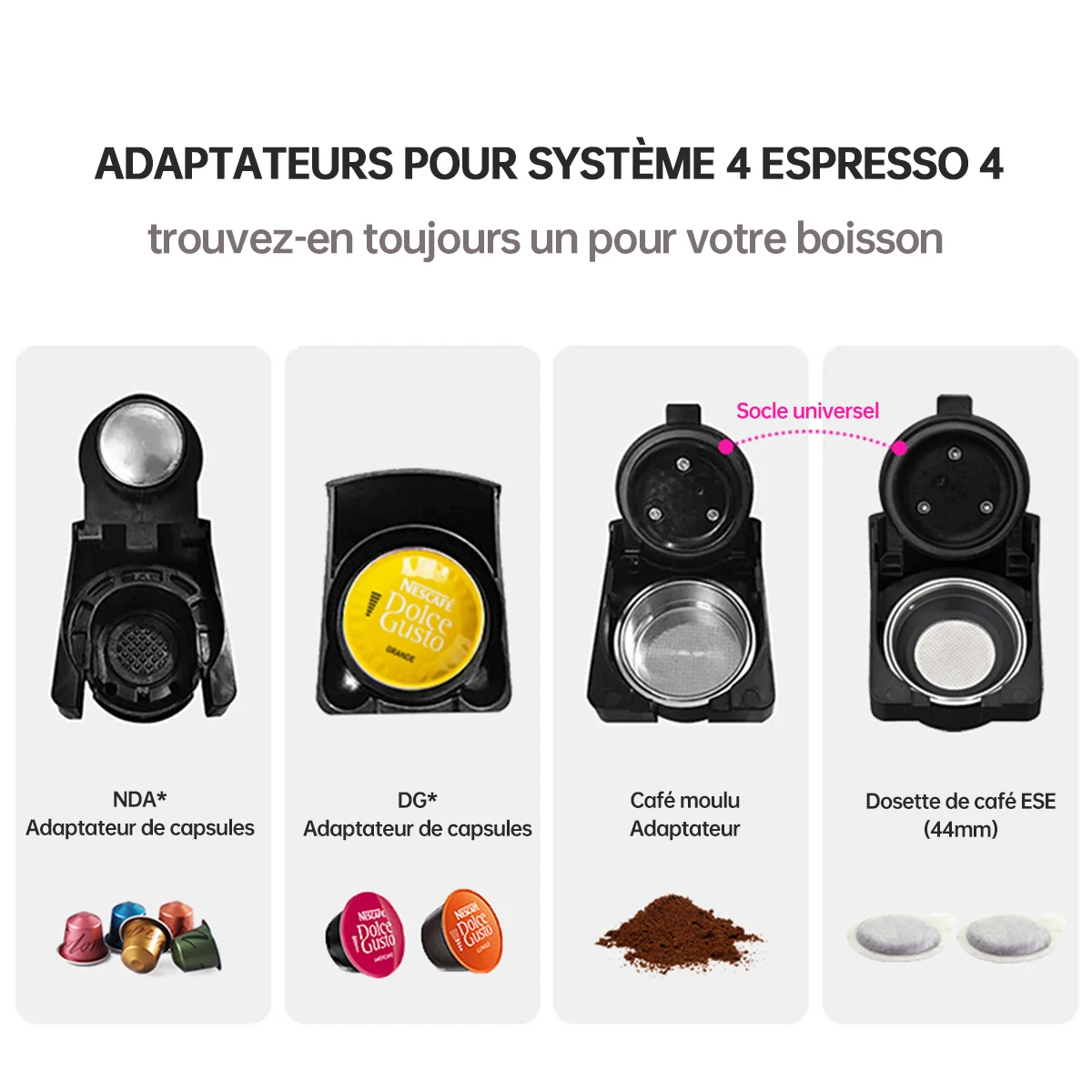 Machine à café à capsules multiples Hiinvasive W, chaud, froid, DG  Cappuccino Nes, petite capsule ESE, dosette de café moulu, cafétéria 19  bars, 5 en