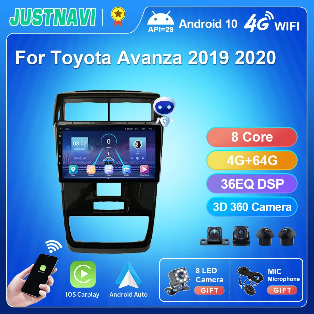 

Автомагнитола JUSTNAVI для Toyota Avanza 2019 2020, мультимедийный проигрыватель с IPS-экраном, навигацией, GPS-навигацией для Carplay, 2Din, 2din, DVD