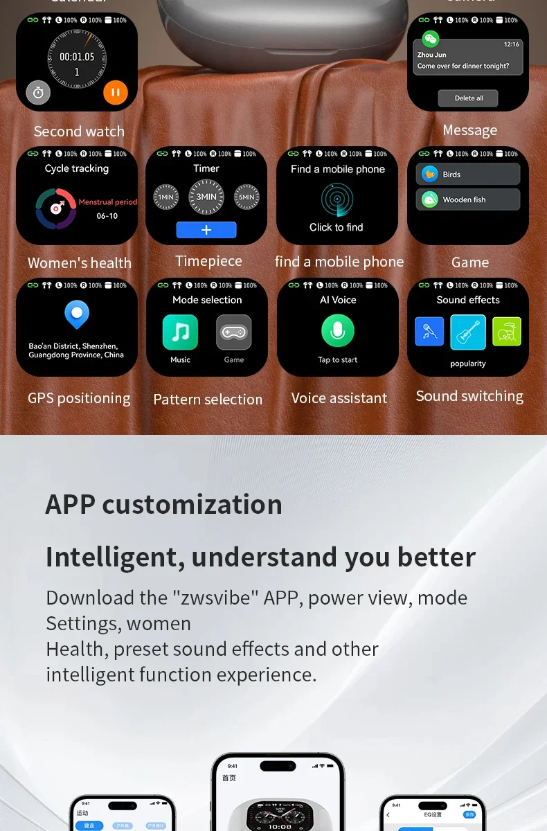 Description Picture 6 of itemBluetooth Wireless Headphones with LCD Touchscreen, AI Translation, ENC Noise Cancelling, Sports Earphones