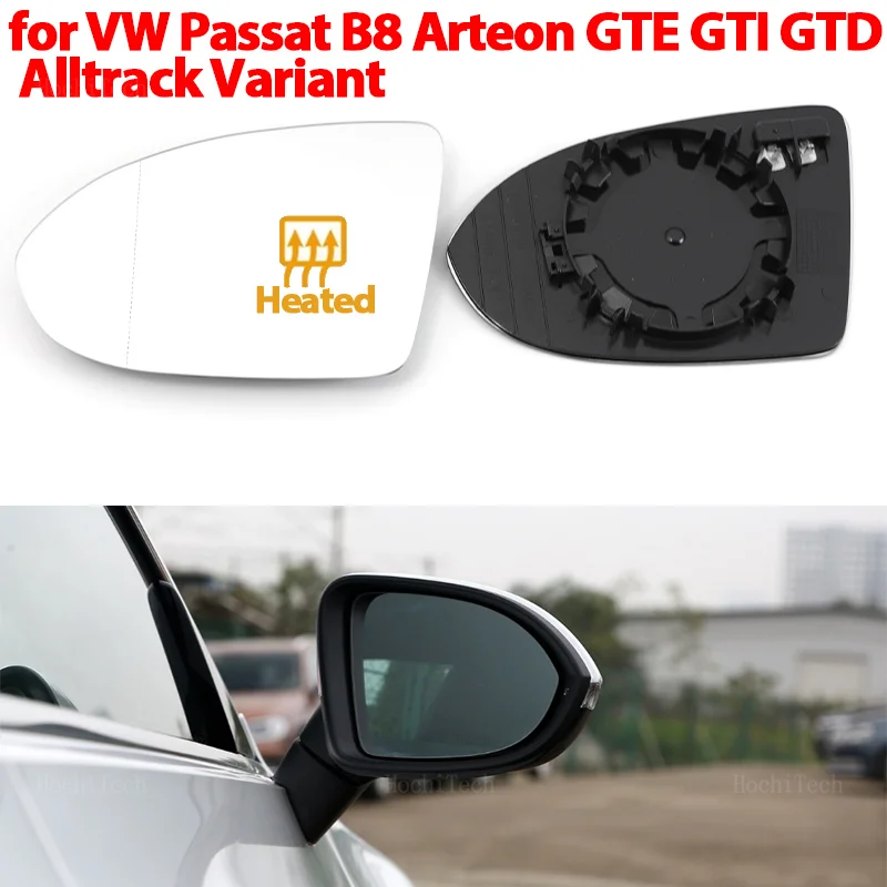 

Левое и правое боковое зеркало с подогревом, стекло, Угловое зеркало заднего вида для Volkswagen VW Passat B8 Arteon GTE Alltrack Choice 2015-23