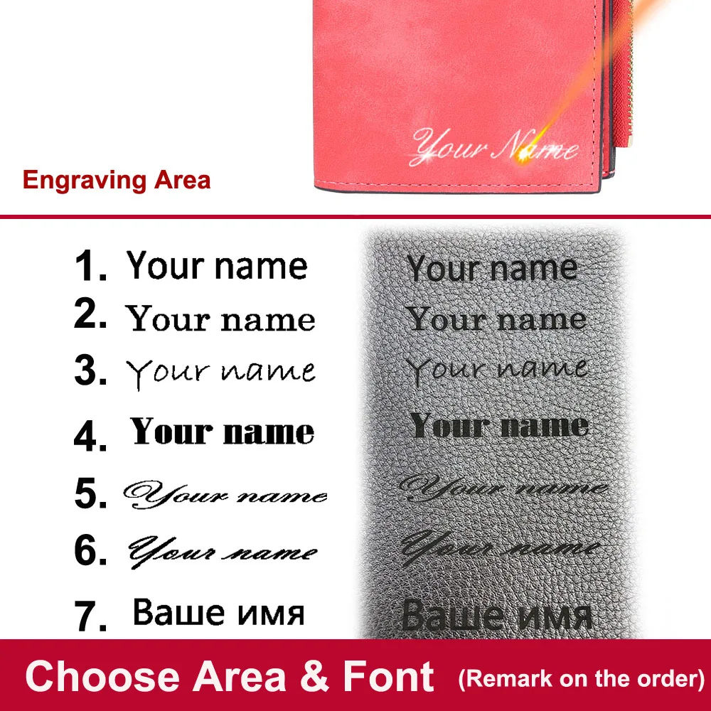 Women Long Wallets Magnetic Buckle Free Name Engraving Top Quality Card Holder Classic Female Purse Zipper Wallet For Girl 3
