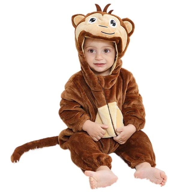 

Halloween Baby Romper Winter Newborn Monkey Hooded Infant Clothing Boy Girl Pajamas Animal Onesie Jumpsuit