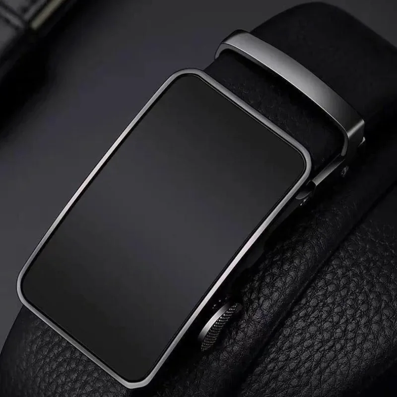 Men's Top Layer Leather Belt, Automatic Buckle with High-End Trendy Design, Premium Leather Dress Belt for Men, Casual Busines - 4