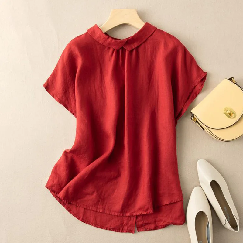 

Fashion Lapel Button Solid Color All-match Shirt Women's Clothing 2023 Summer New Oversized Casual Tops Loose Commute Blouse