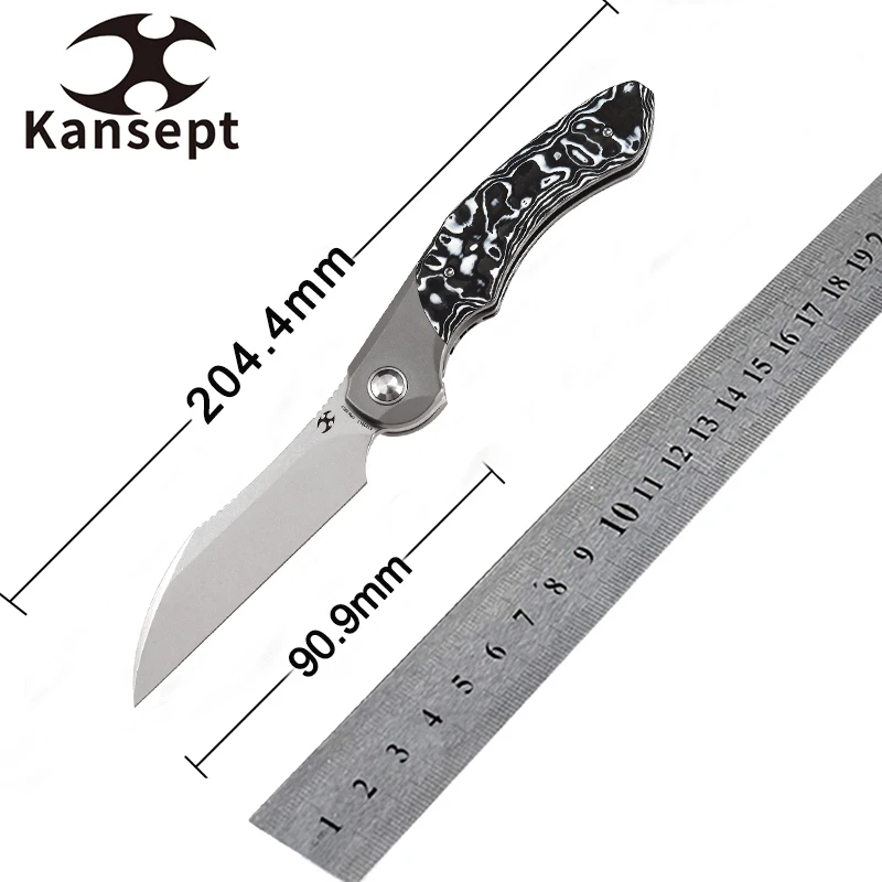 

Ножи kanseven, новинка 2023, Cosmos K1059A2 Stonewash CPM 20CV с титановой и белой черной Туманностью, ручка из углеродного волокна для повседневного использования для мужчин