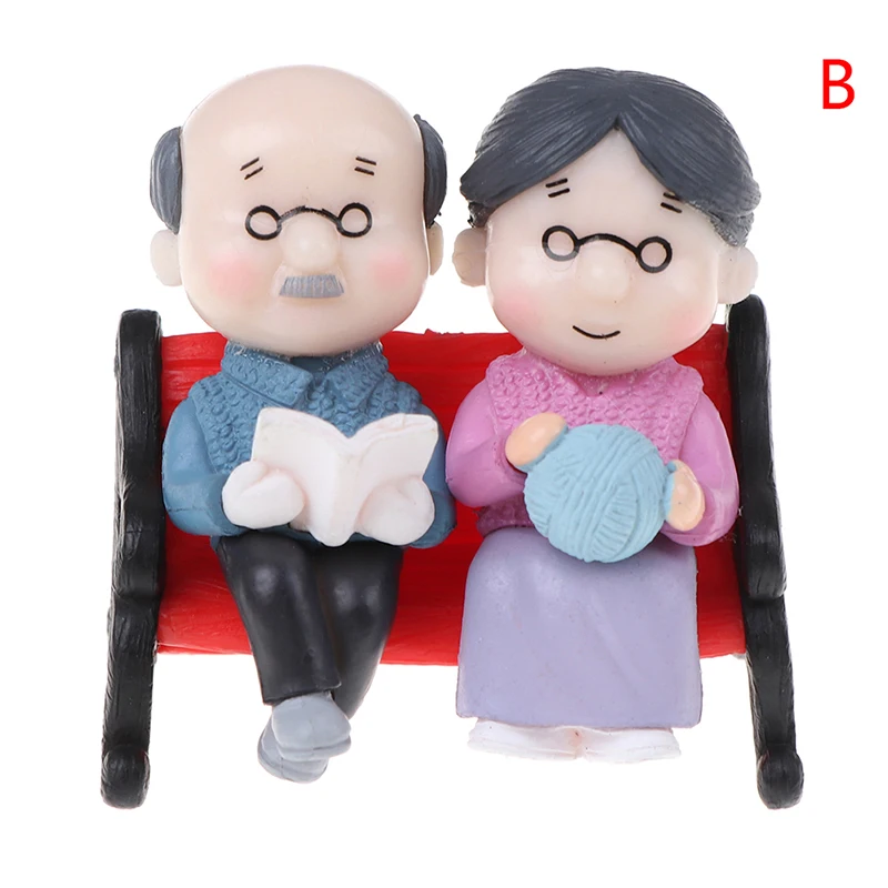 BESPORTBLE Miniatur-Gartenfiguren „Oma & Opa“ – Handbemalte Harz-Statue, 12,5x12x9 Cm, Süße Dekoration Für Haus & Garten