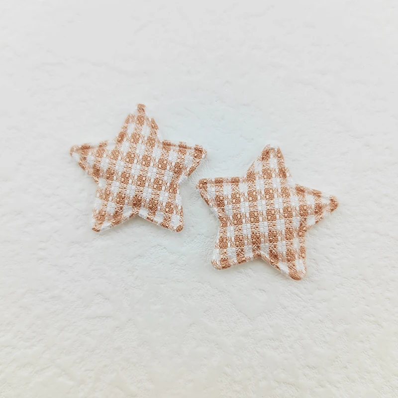 100Pcs 3CM Gingham Stern Applique Padded Patches Für Kleidung Hut Handwerk Nähen Liefert DIY Headwear Haar Clips Bogen decor – Detail 6