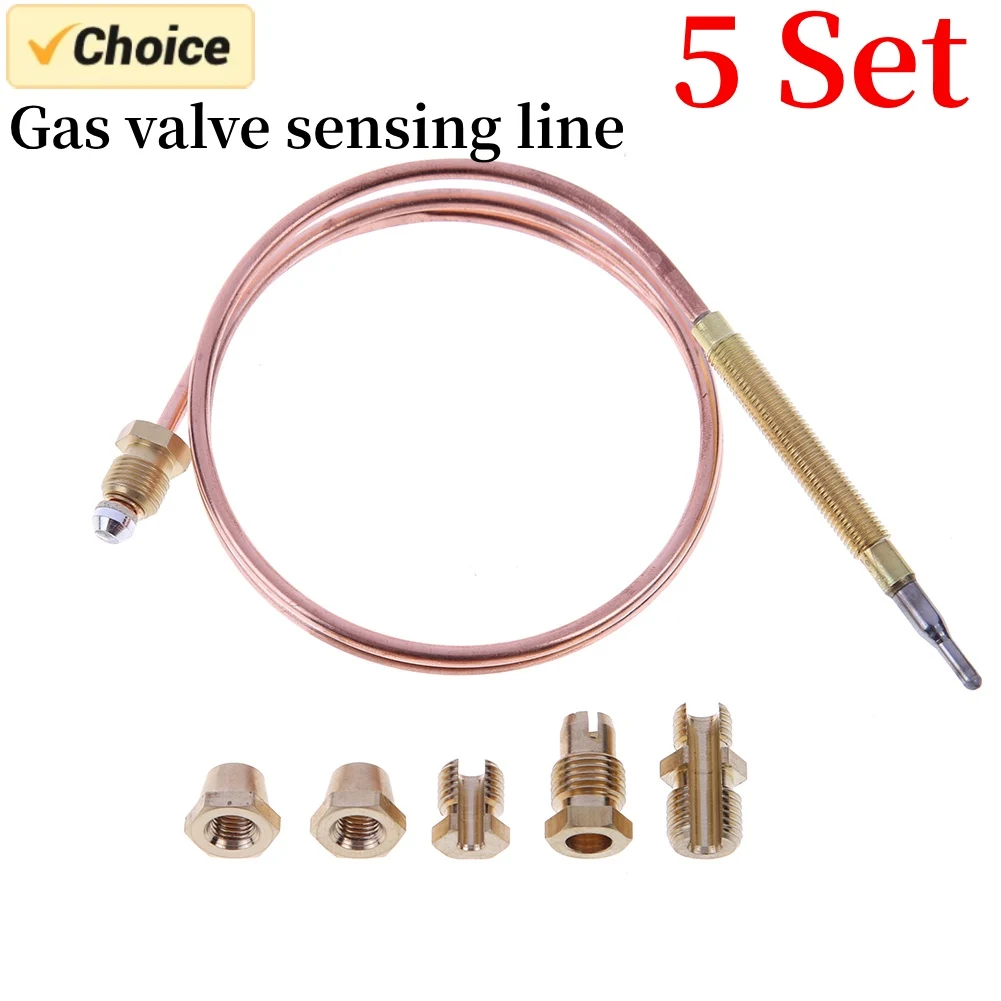 Gas Stove Thermocouple Heater Part 5Set 60cm Universal Fireplace Replace Adaptors Digital Temperature Controller With 5 Nuts