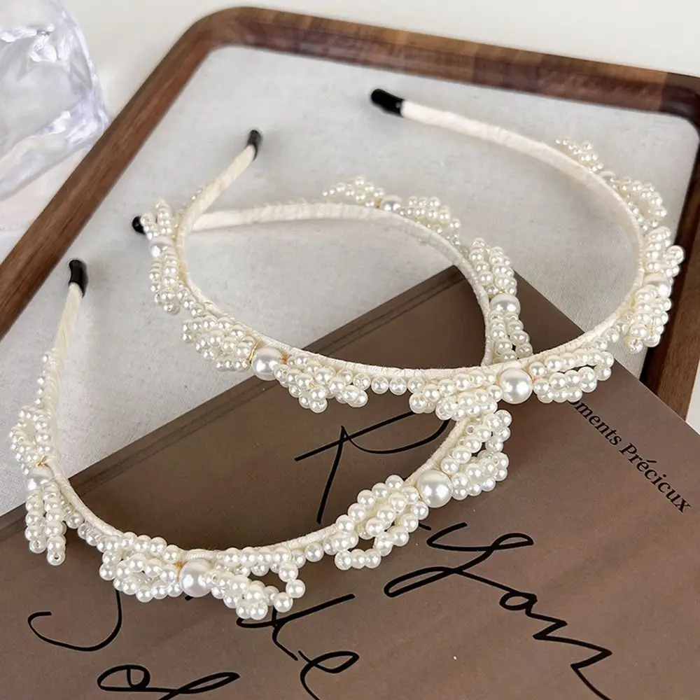 

Beaded New Headwear Bowkont Bridal Wedding Headbands For Wash Face Pearl Bow Headband Korean Hairband Women Hair Hoop Crystal