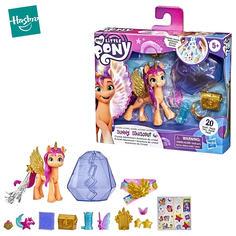 Hasbro-figura de acción de My Little Pony Alicorn Sunny, cristal, aventura, vestido, juguetes para niñas, accesorio, pulsera, regalo para niños