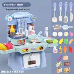 Children's Interactive Cooking Toy Set with Light and Sound Effects - Educational Role Play Kitchen (Blue)