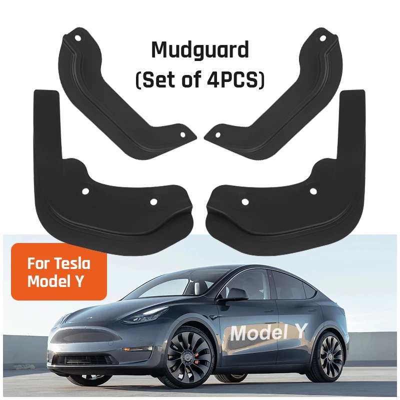 

Ruiyyco Car Mud Flaps Splash Guards Fit for Tesla Model Y Front And Rear Wheel Fenders No Drilling Fender Accessories 2021-2023