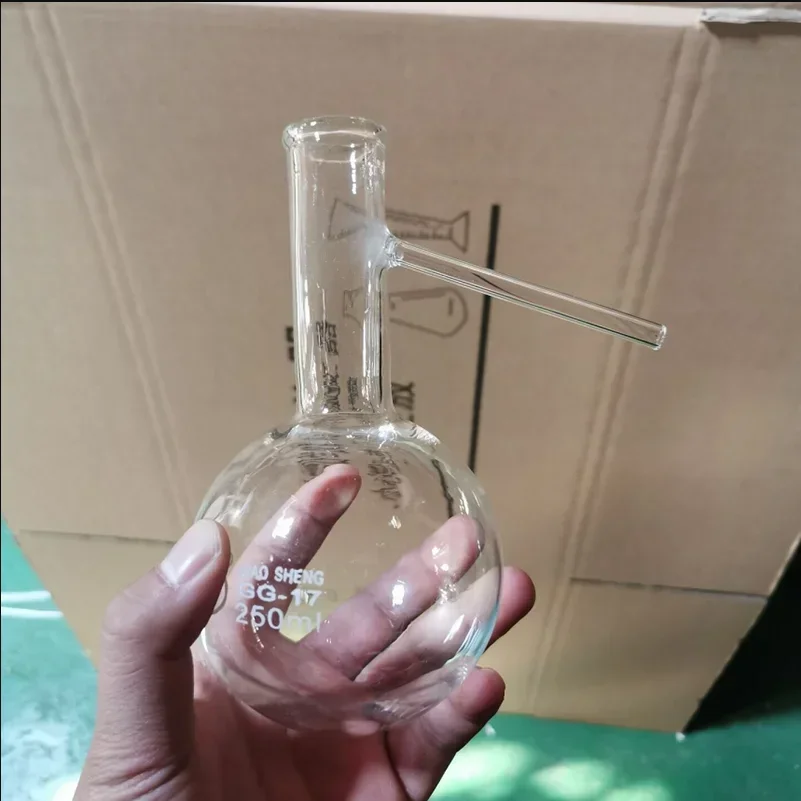 Lab Glass Supplies 1pcs 150/250/500ml Glass Distillation Flask Round Bottom Side Arm