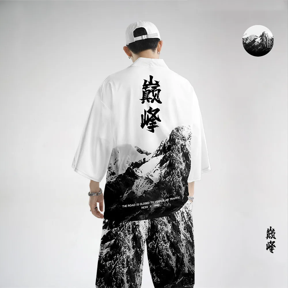 Hommes Japonais YUKATA Tang Veste costume kimono extérieur HANFU vintage en vrac 