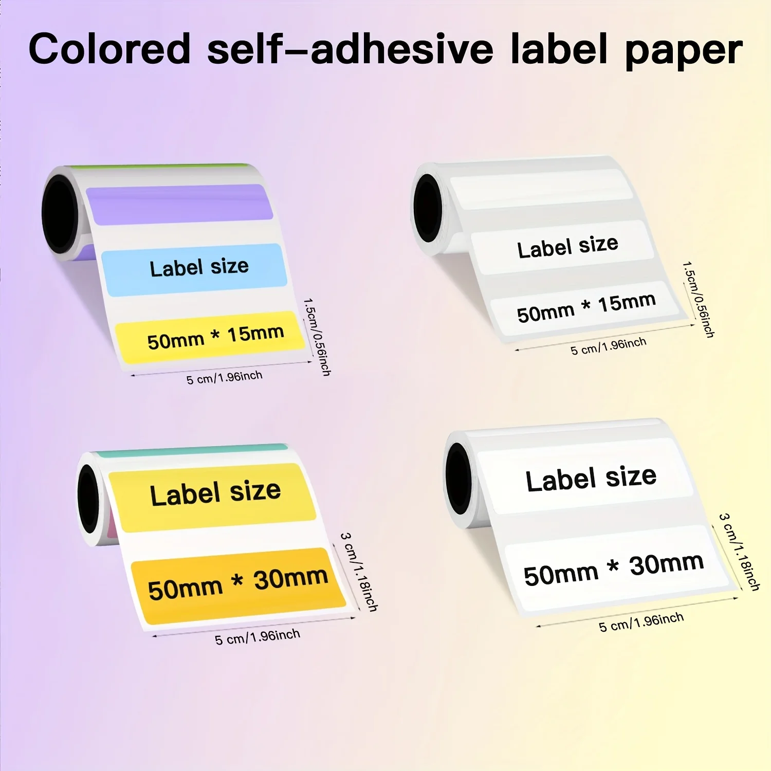 Multi-Color Self-Adhesive Label Stickers in 50x15mm and 50x30mm Sets, Suitable for Packaging Tags, Document Organization