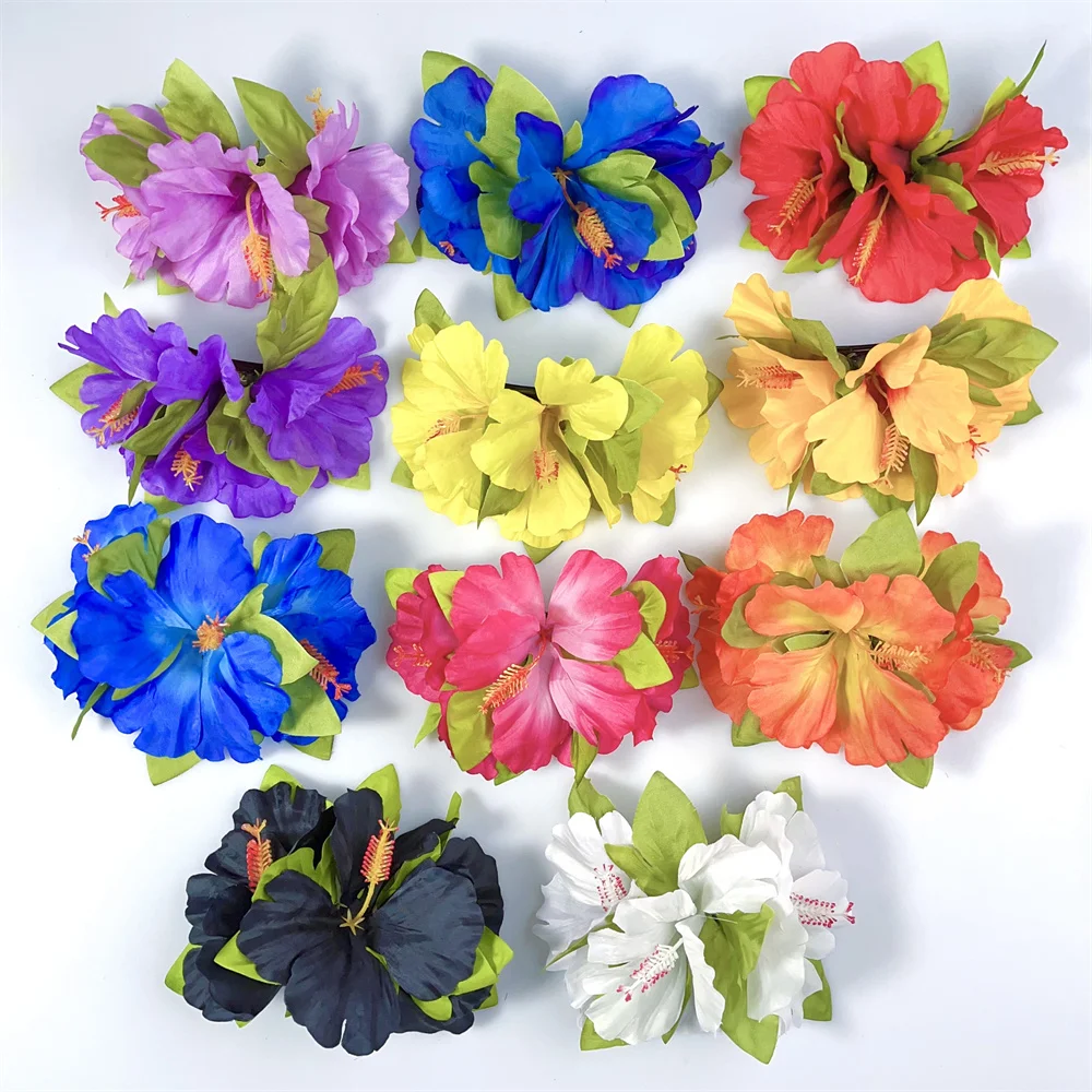 2023 Hawaii Hibiscus Flower Hair Clip Three Large Flowers Vintage Hair Accessories for Women Handmade Summer Party Girl Hairpin 2023 new high quality suit gentlemen s dress business casual men s suit three piece set