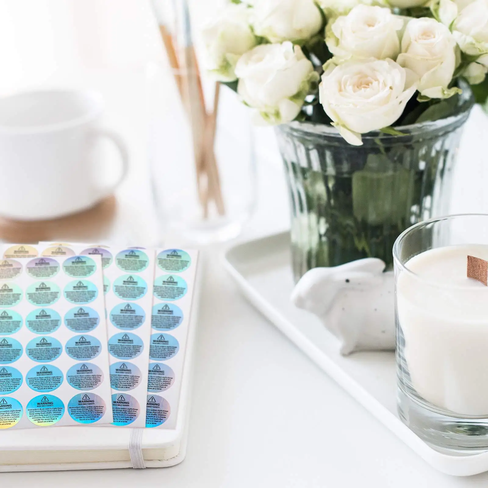 120Pcs Candle Warning Labels 3cm Waterproof Round Safety Labels Sticker for Candle Making DIY Candle Jars