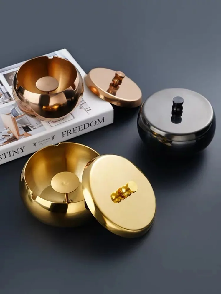 

Простая современная металлическая пепельница, из нержавеющей стали, большая емкость, ветрозащитная, украшение для офиса, домашние подарки