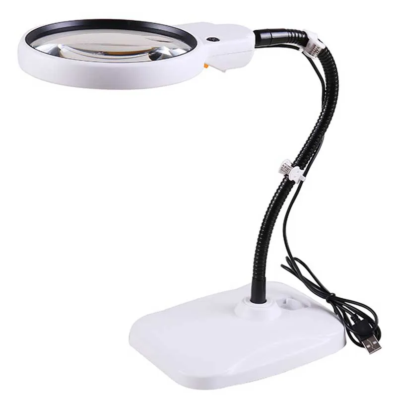 

Настольная увеличительная лампа для чтения и обслуживания, универсальная Свободно регулируемая увеличительная USB-Лупа высокой четкости