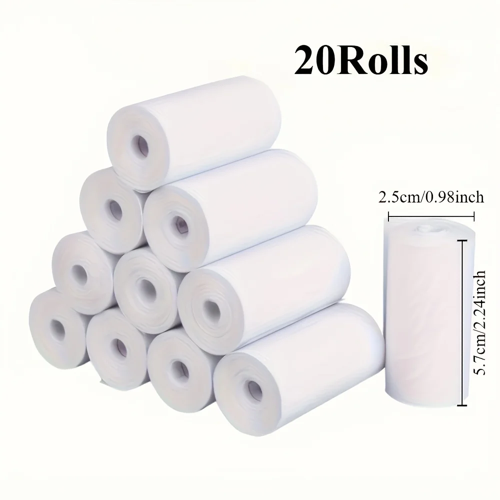 20롤 흰색 감열지, 57mm, 무광택 마감, 폴라로이드 카메라용, 미니 사진 인쇄 용지, 패턴 인쇄 롤 용지