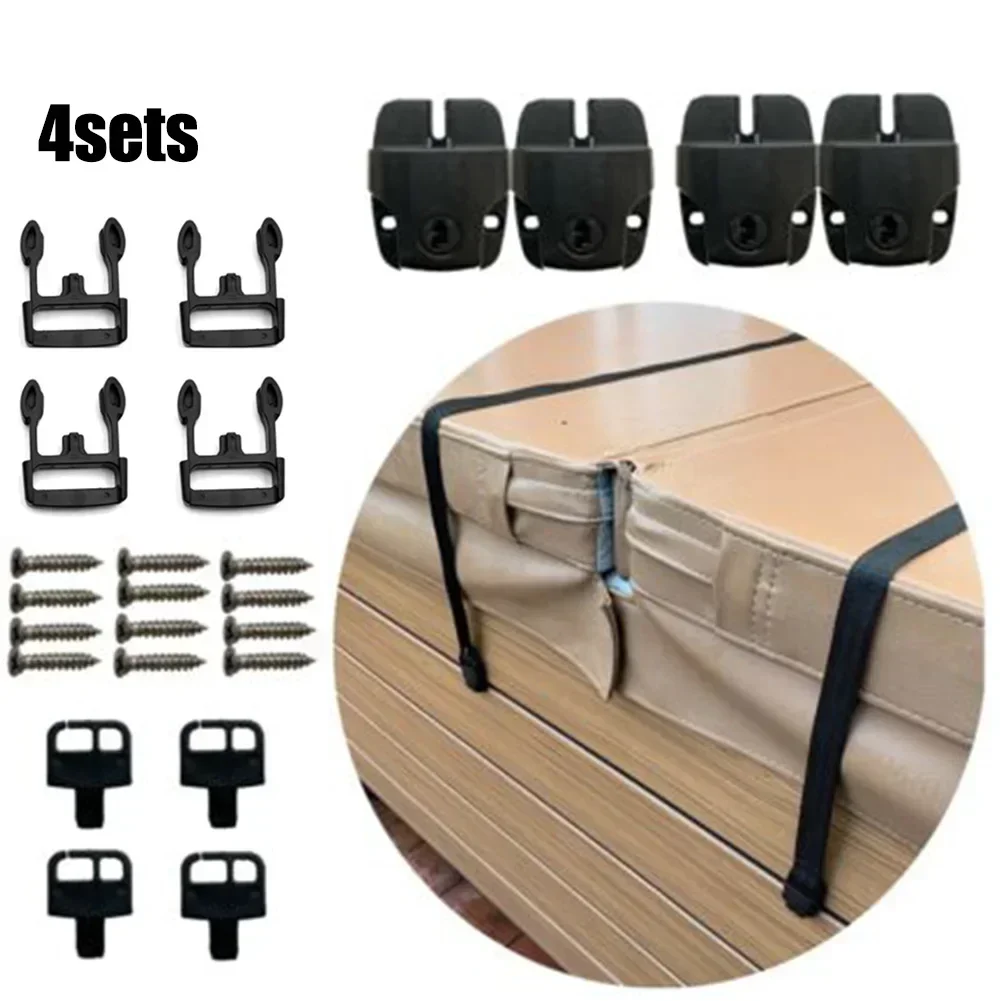 4Set Spa Hot Tub Cover Broken Latch Repair Kit Clip Lock Plastic 26mm For 1inch Wide Straps With Key And Hardware Home