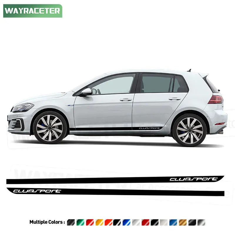 

2 Pcs GTI Clubsport Styling Door Side Stripes Skirt Sticker For Volkswagen VW Golf 7 8 MK7 MK8 MK7.5 2012+ Accessories 2023 2024