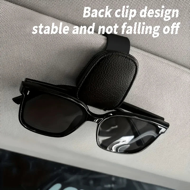 1pc Car Glasses Holders - Magnetic Faux Leather Clip for Eyewear on Car Visor - Organizer for Glasses, Cards, And Tickets