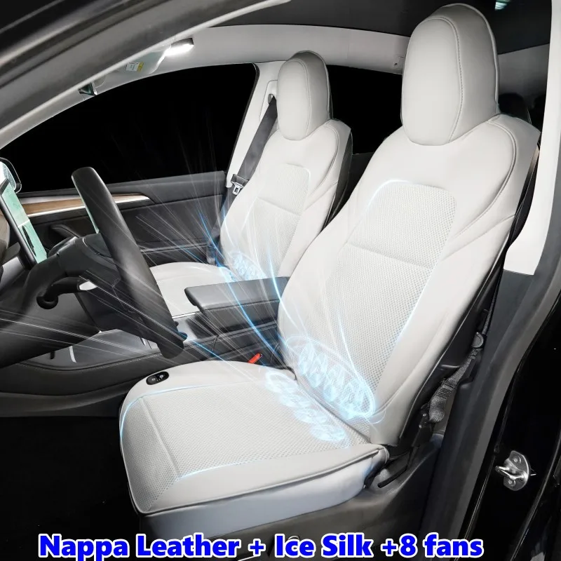 

For Tesla Model 3 Y Ventilation Seats Cover Summer Cool Breathable with Fan Ventilated Ice Silk Seat Cushion Car Accessories