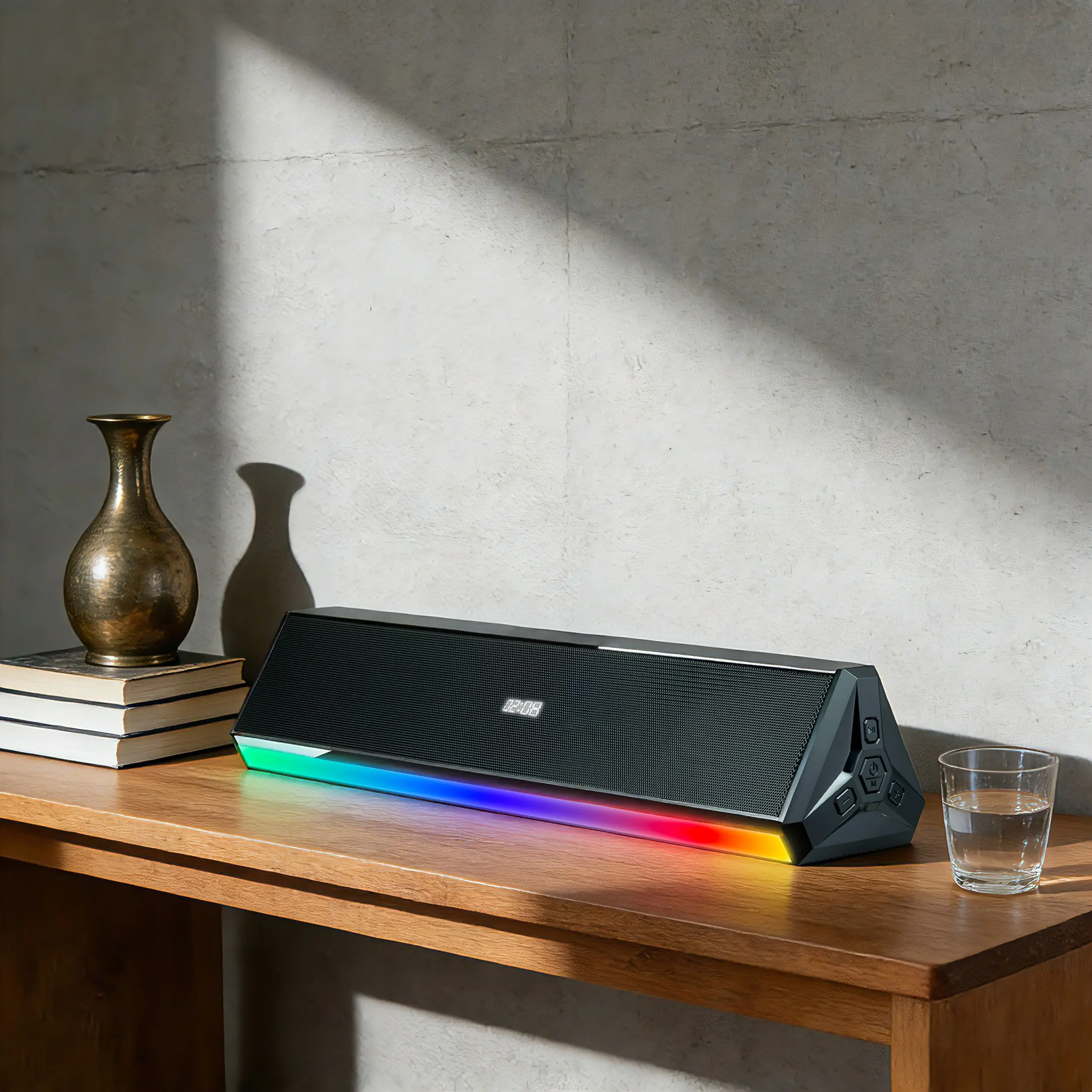 RGB 미니 사운드바 2.0 채널 USB 리모컨 홈 시어터 AUX 입력 RMS 40W 출력