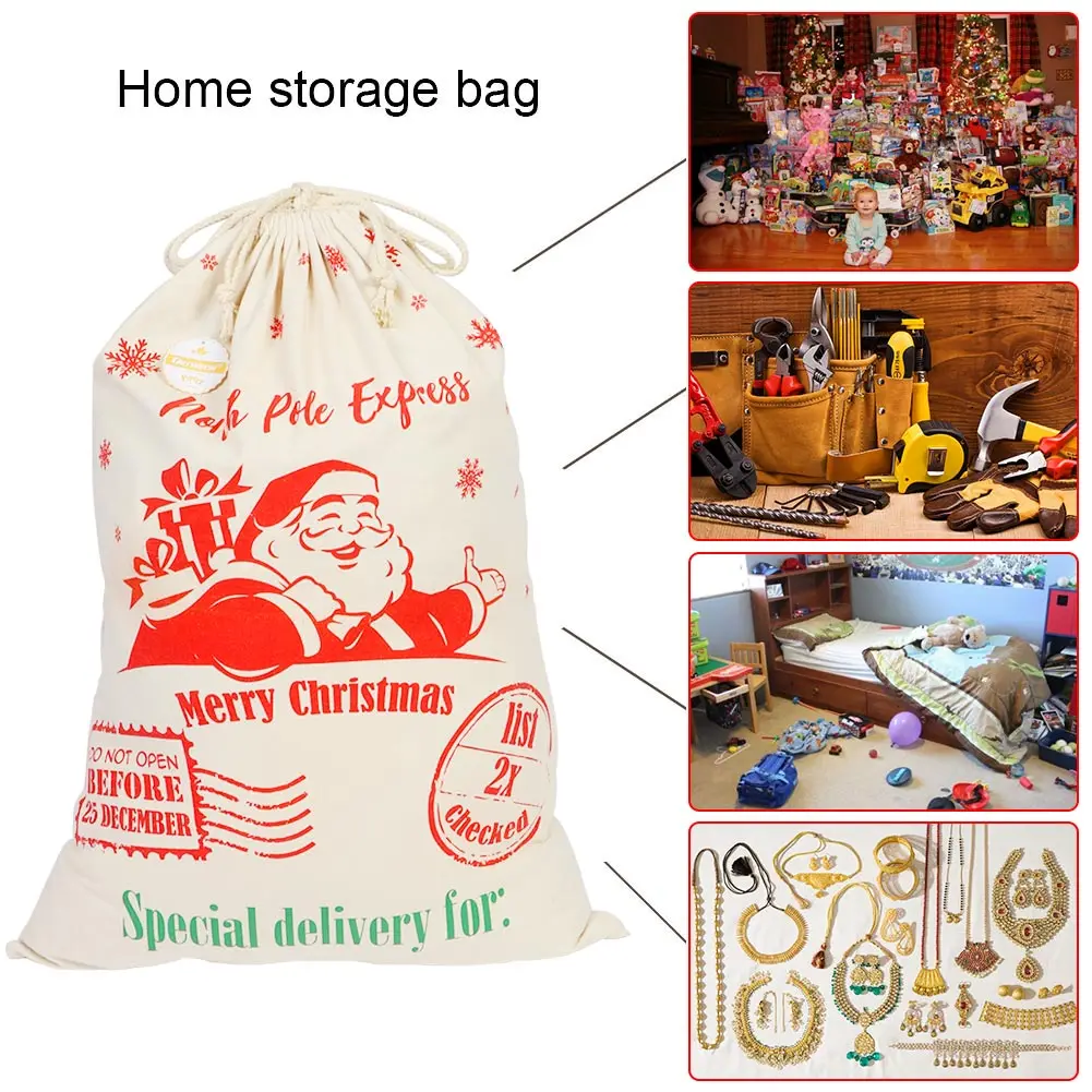 Christmas Large Santa Sack Felt Candy Gifts Bag 50*70cm Canvas Storage Bags Kids Christmas Decoration New Year