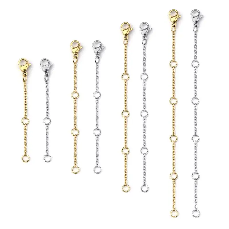 5pcs lot stainless steel extension extended tail chain lobster clasps