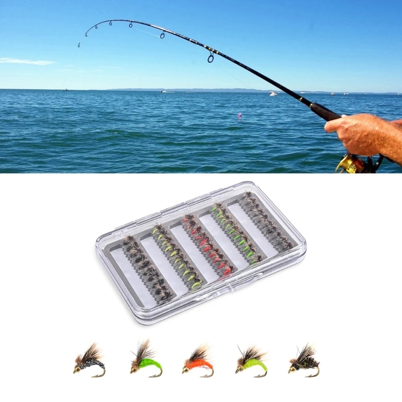 

50Pcs Fly Fishing Flies Tackle Fishing Lures Flies Dry/Wet Insect Fishing Baits