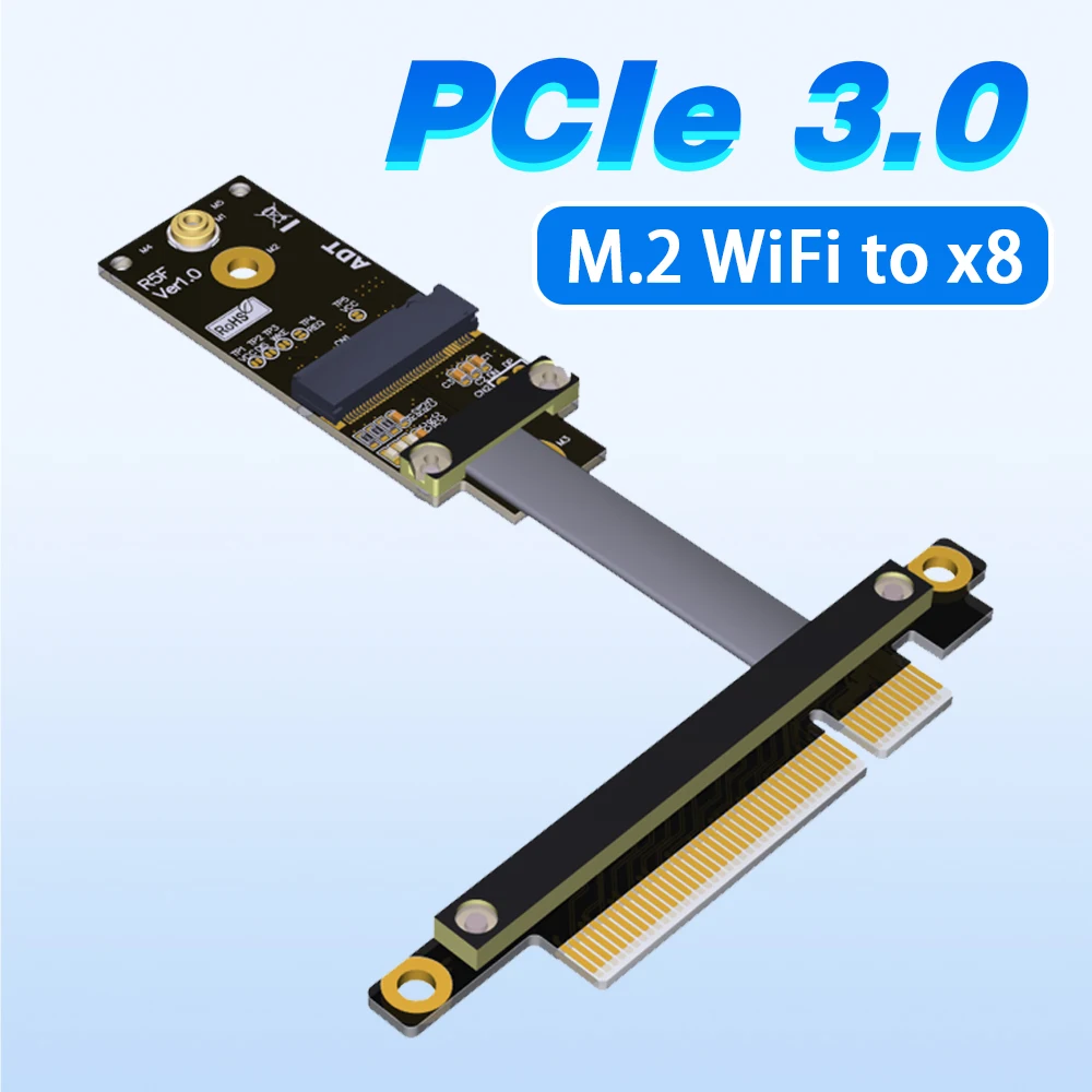 

PCIe x8 to m.2 A.E. key WiFi adapter extension line M.2 Key A.E WiFi Interface Riser Extender Adapter Cable PCIe3.0x1 , 8G/bps