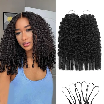 Capelli Umani Veri al 100% per Crochet, Ricci Birmani, Fasci per Intrecciare, Linea Feather-Line, Invisibili, Pre-separati, Senza Nodi
