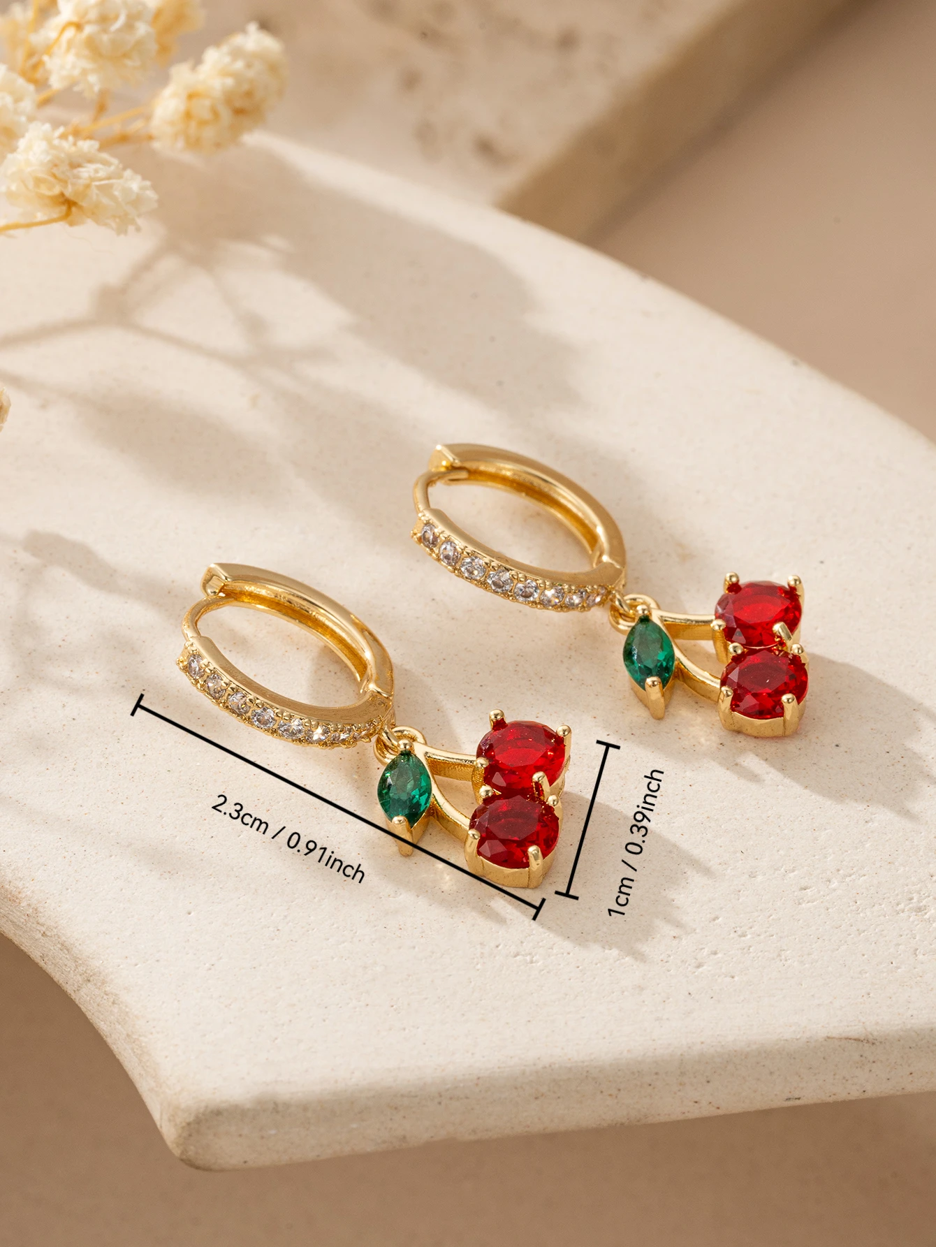 Cherry Huggie Earrings Fruit-Shaped Jewelry for Women