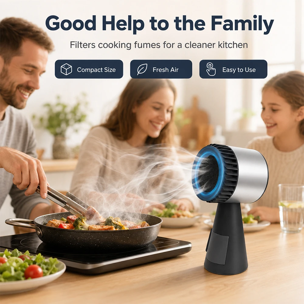 Portable Indoor Desktop Cooker Hood Efficient Oil Fume Absorber Purifier for Small Kitchen & Simplified Cooking 1
