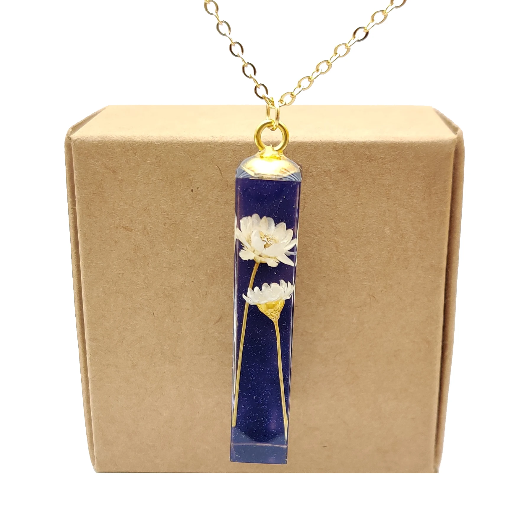 Daisy Ivory Purple Blue Cube Resin Gold Color Pendant Chain Long Necklace Women Boho Fashion Jewelry Bohemian Vintage Handmade мозаика ametis spectrum milky white sky blue sr00 sr03 cube непол 29x25