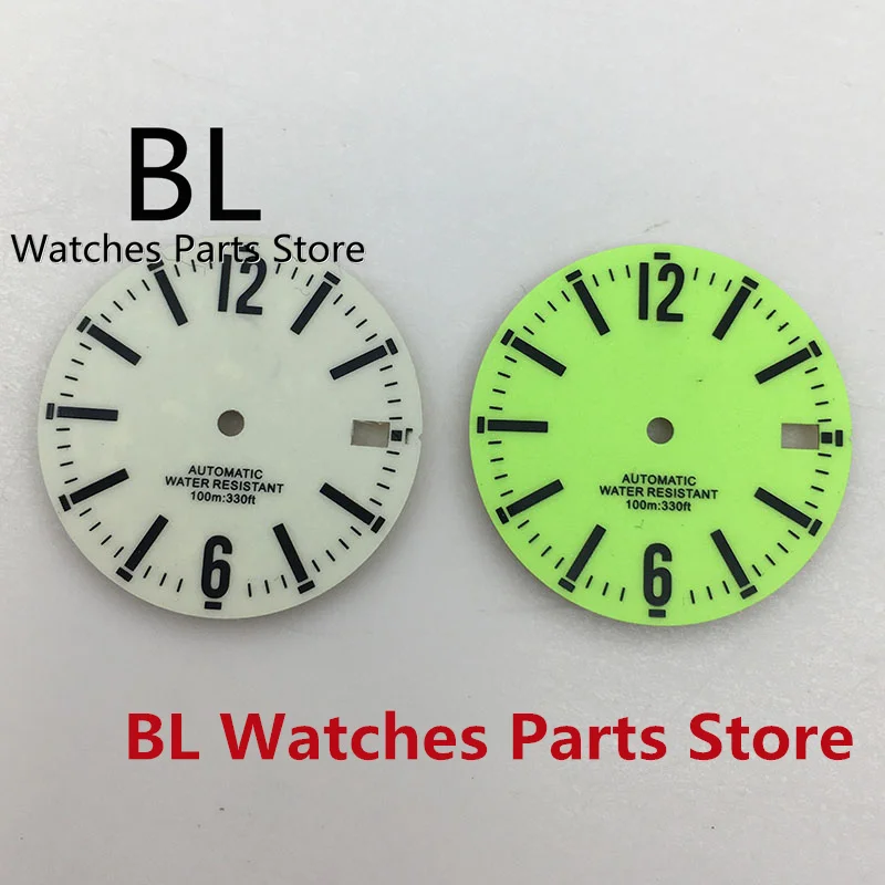 

BL New 29mm Sterile Watch Dial White Fluorescent Green Full Luminous Fit NH35 NH36 ETA2836 Miyota8205 Mingzhu 2813 Movement