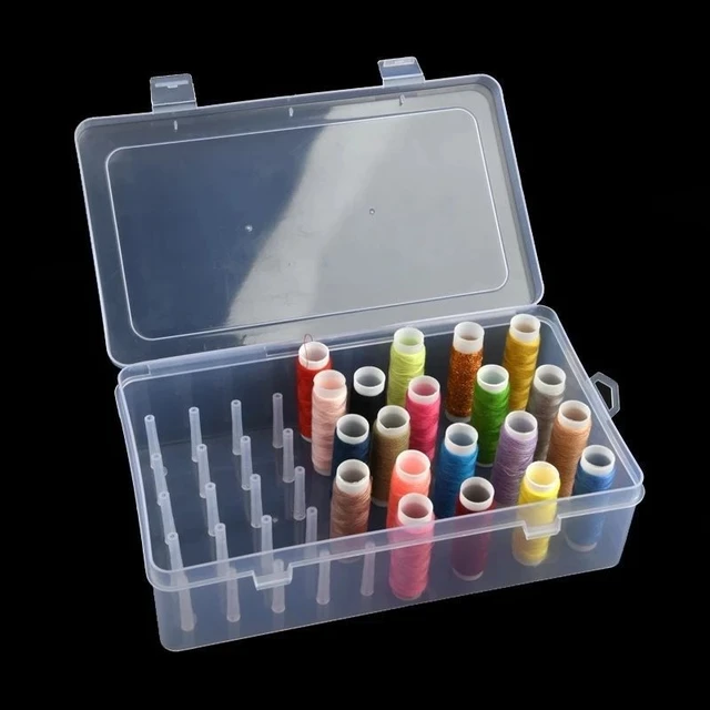 Clear Sewing Thread Storage Box 42 Pieces Spools Bobbin Carrying