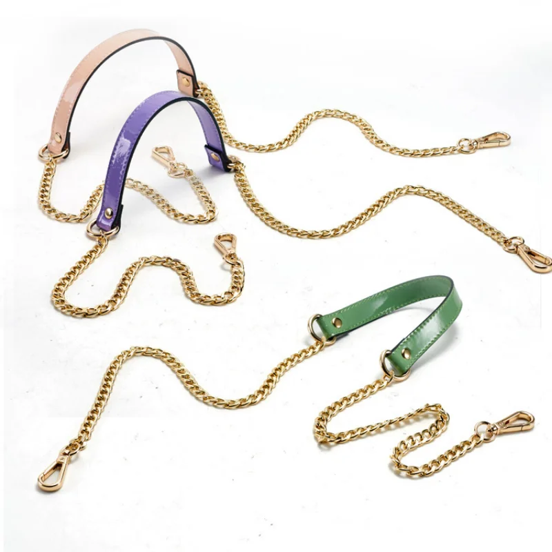 120cm Shoulder Bag Straps PU Leather+Metal Chain Handbag Handle For Women Handbags DIY Chain Strap Replacement Bag Accessories