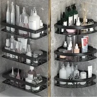 Aluminum Alloy Shower Shelf Bathroom Storage Organizer- No Drill Wall Corner Rack for Shampoo, Makeup and Accessories Banheiro 2