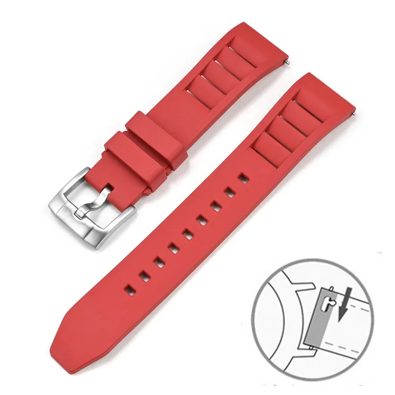 Premium FKM Fluoro Rubber Quick Release Waterproof Watch Strap with Stainless Steel Buckle
