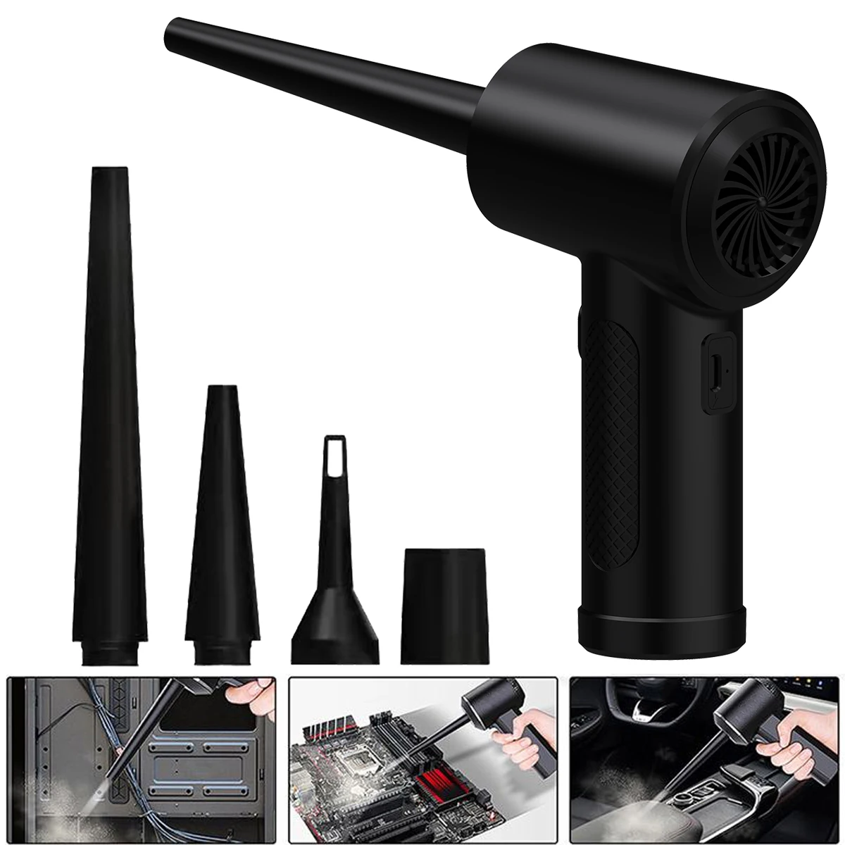 Electric Air Duster Air Blower for Computer Handheld Cordless Computer Duster Blower for Keyboard Laptop Electronics Cleaning 3