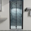 34 to 35-3/8 in. W x 72 in. H Bi-Fold Semi-Frameless Shower Doors in Matte Black with Clear Glass 1