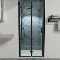 34 to 35-3/8 in. W x 72 in. H Bi-Fold Semi-Frameless Shower Doors in Matte Black with Clear Glass 1