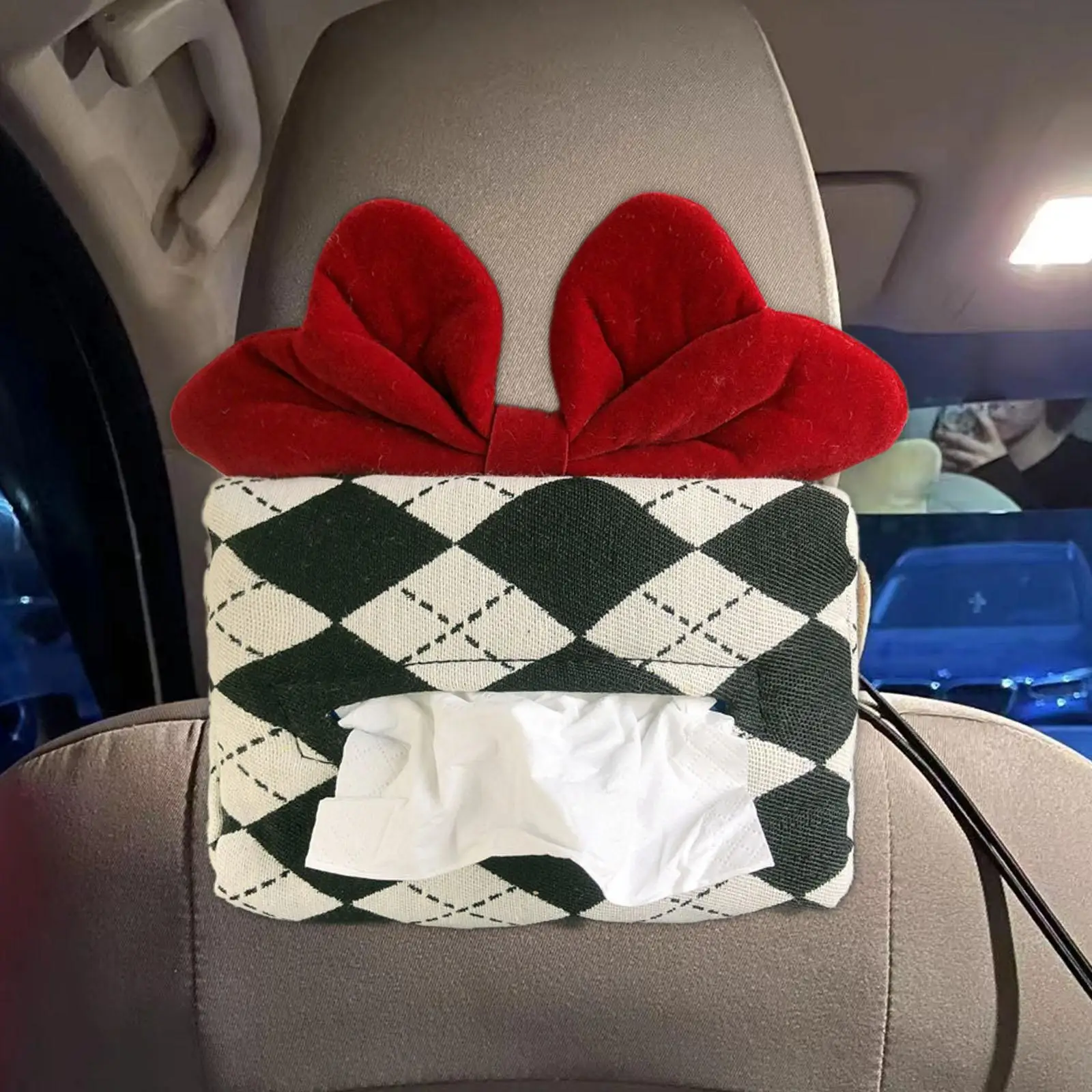 

Car Tissue Holder Back Seat Headrest Mount with Card Slot Tissue Dispenser