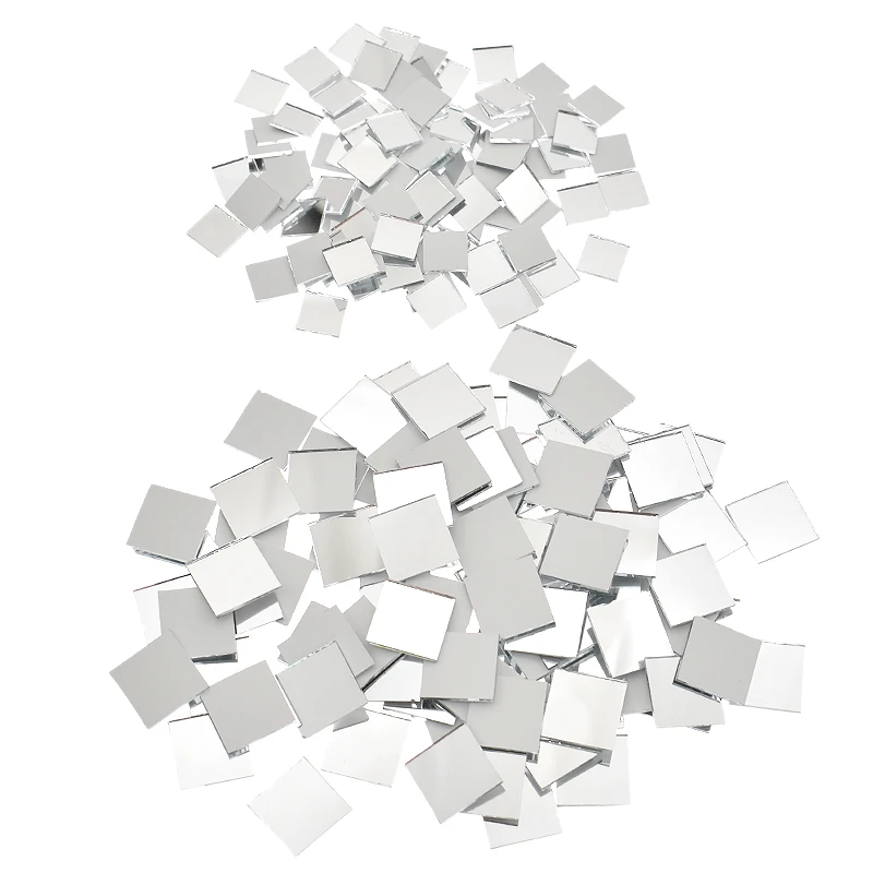 Glass Mosaic Tiles Mirror Mosaic Tiles DIY Mosaic Supplies 100~500 Pieces Small Square Glass Mirror Mosaic Tiles Bulk Wall Sticker for DIY Craft Supplies Home Decoration Materials