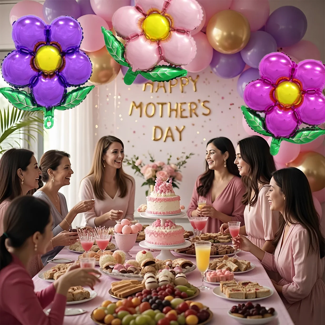 Balloon Decorations 3pcs Flower Balloons Rose Purple Green leaf Balloon Decorations